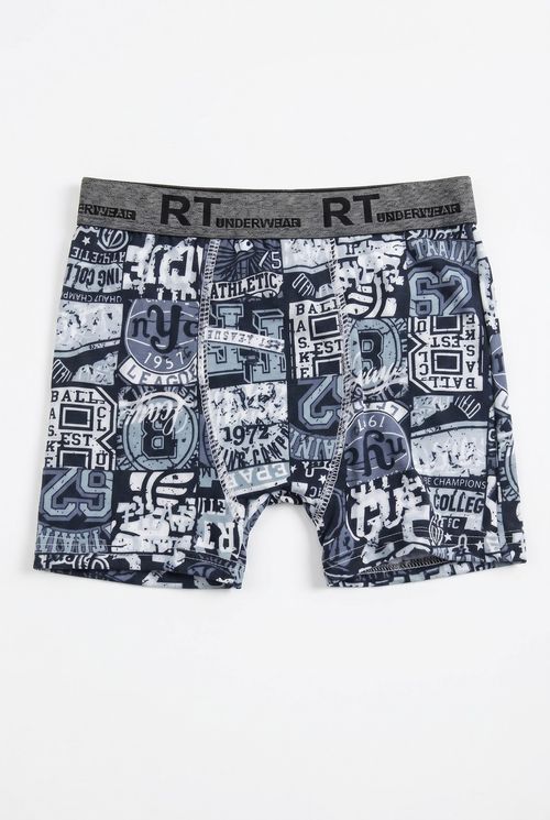 Cueca Boxer Masculina Azul Marinho Estampa College League
