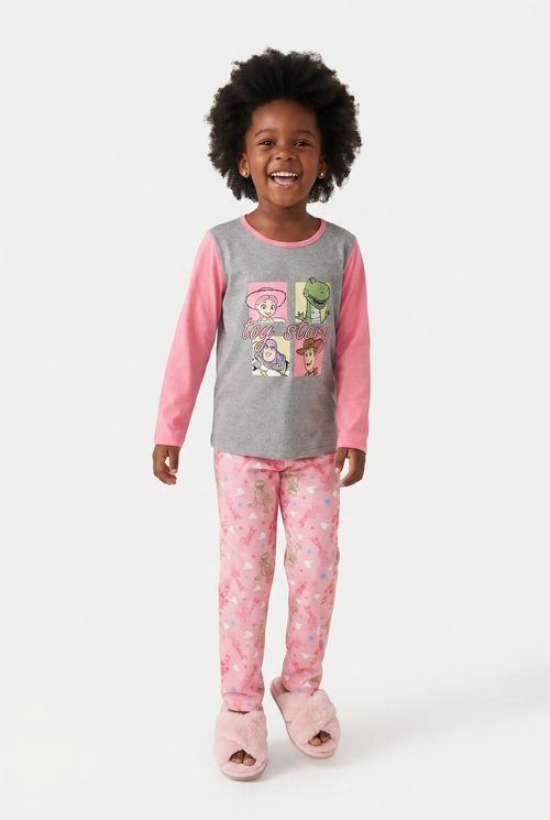 Pijama Infantil Menina Rosa e Cinza Mescla Toy Story