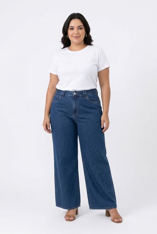 Calca fem fpm 4630471 jns wide lav.cl jeans azul claro