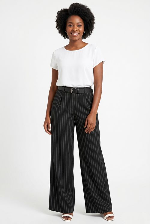 Calca fem rom fra033 wide leg cargo marrom escuro