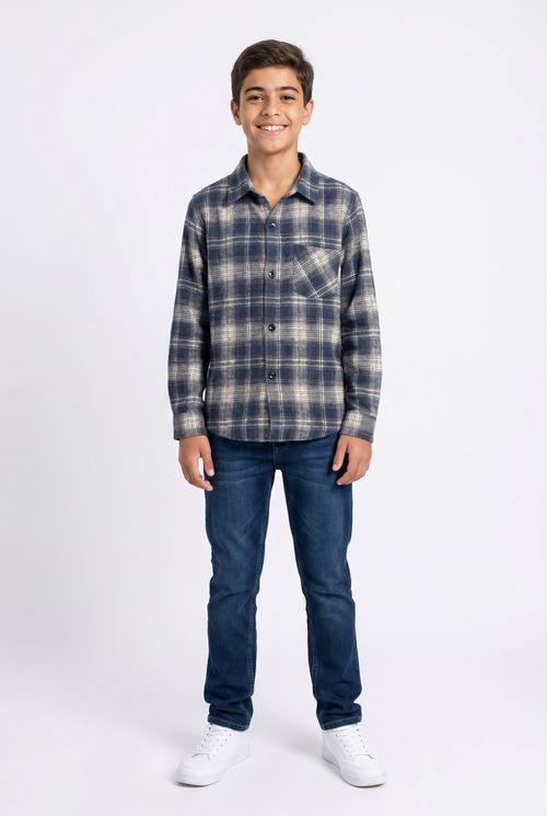 Inf 10/16 nos ijc582 camisa xadrez marin azul escuro