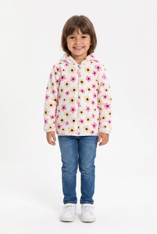 Moletom Infantil Menina Branco Floral