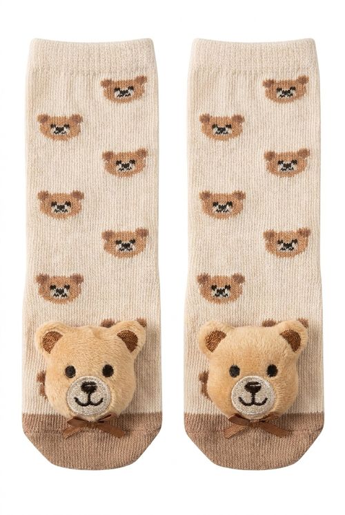 Aces baby ads021 meia 14-18 3d ursinho estampado