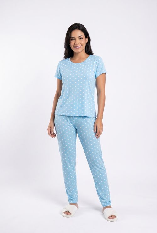 Ling pro lbj130 pijama mc poly poa azul estampado