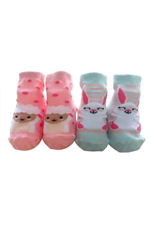 Aces baby aes020 kit 2 meia coelho estampado