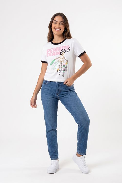Blusa fem lic ffl393 snoopy charms off off white