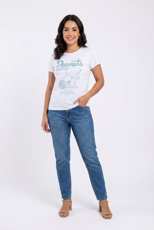 Blusa jov licen frl299 snoopy tenis bran branco