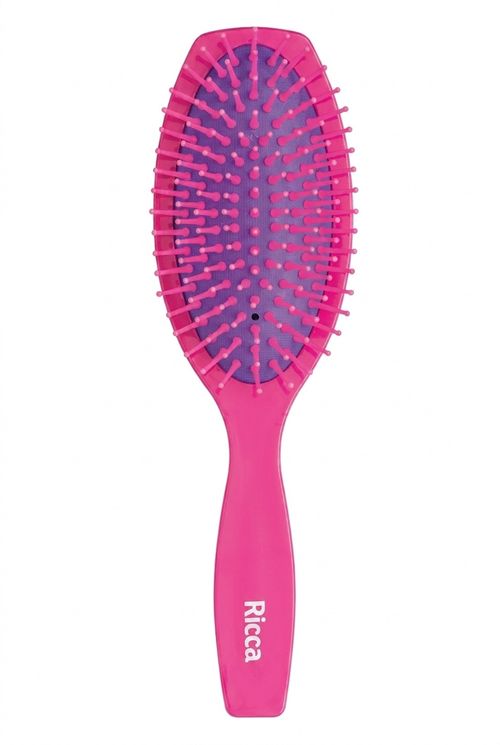 Escova de Cabelo Feminina Oval Vibrante Rosa Choque e Roxo