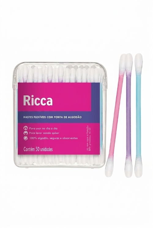 Ricca Cotonetes Flexíveis Beleza e Higiene Coloridos 50 Unidades