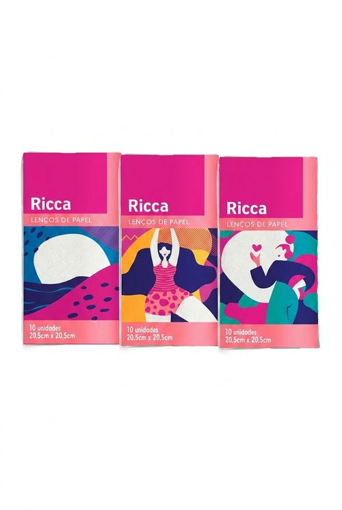 Ricca Lenços de Papel Estampas Vibrantes Sortido 10un