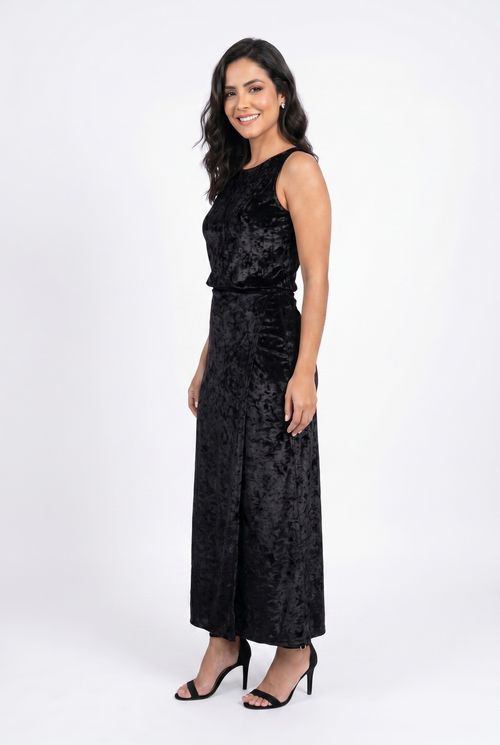Vestido fem city 2210ca s/m vel lon torc preto