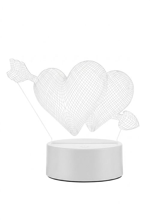 Luminária LED 3D Corações Entrelaçados Flecha Romântica