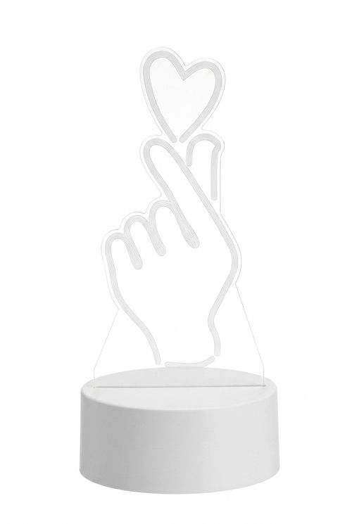 Luminária LED Decorativa Branca Coração K-Pop Mãozinha