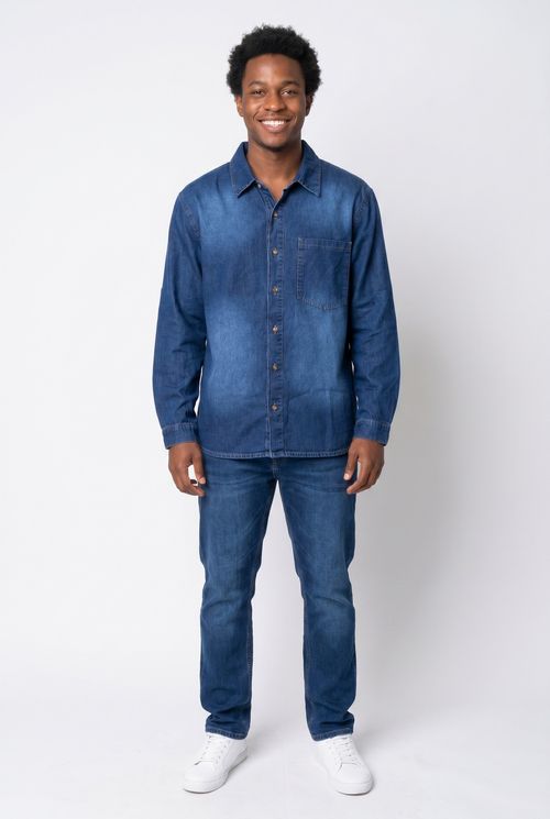 Camisa masc aj 80066d jns m/l md jeans azul medio