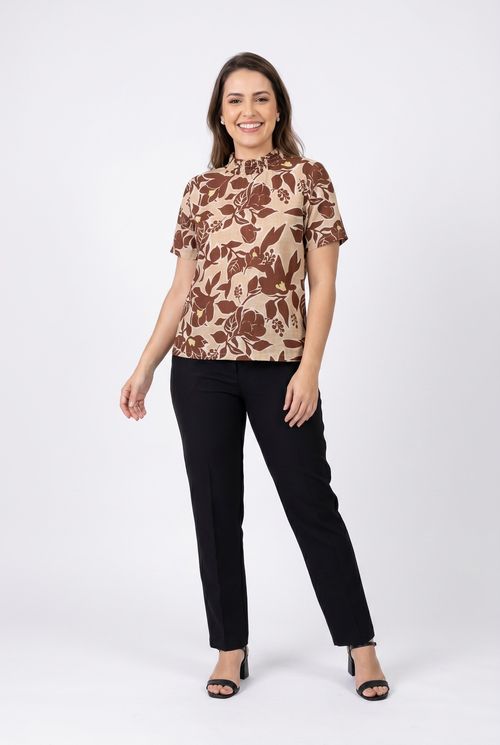 Blusa fem city m/c gola alta liganet est estampado