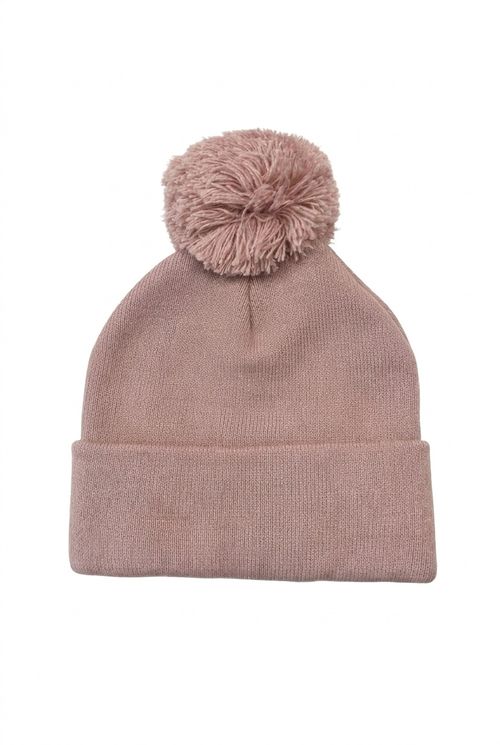 Gorro Tricô Feminino Rosa Claro Pompom