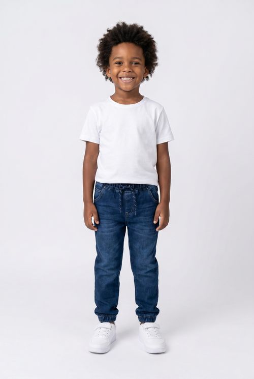 Calça Jeans Jogger Infantil Azul Médio