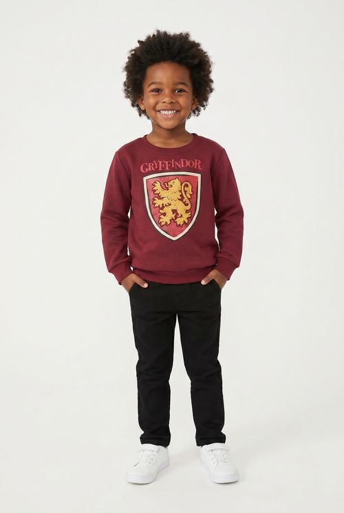Blusão Moletom Infantil Vinho Harry Potter Gryffindor