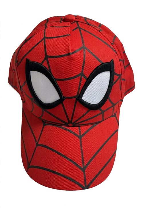 Boné Masculino Vermelho Estampa Teia e Olhos Spider-Man