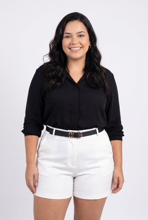 Cinto Feminino Preto Plus Size Fivela Dourada