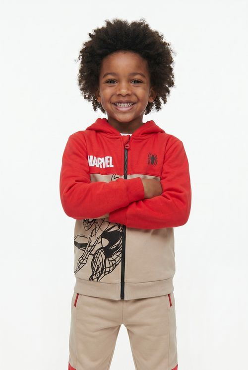Conjunto Moletom Infantil Menino Vermelho e Bege Homem-Aranha