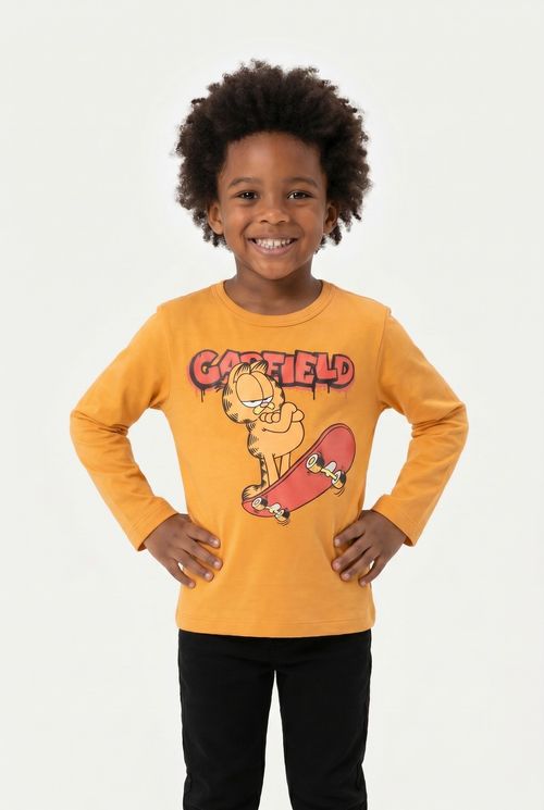 Camiseta m/l 4/10 nos garfield amarelo amarelo
