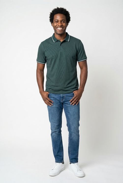 Polo dots masc promo rain forest verde escuro