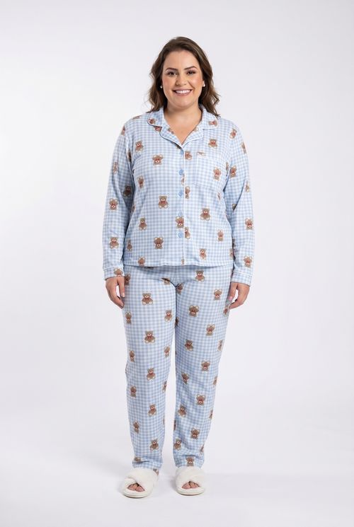 Ling fpm lgj056 pijama ml teddy quadri estampado