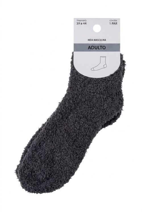 Meia de Pelúcia Masculina Cinza Escuro Mescla 39-44