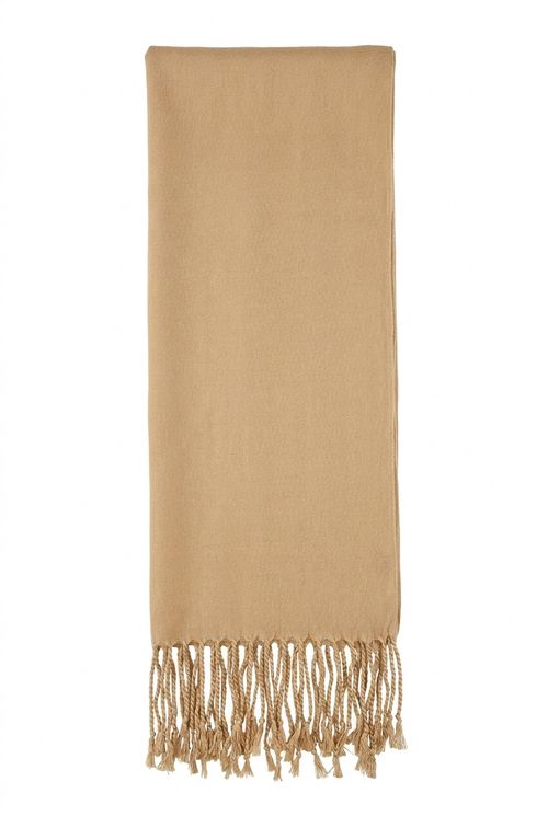 Pashmina Feminina Bege Claro com Franjas