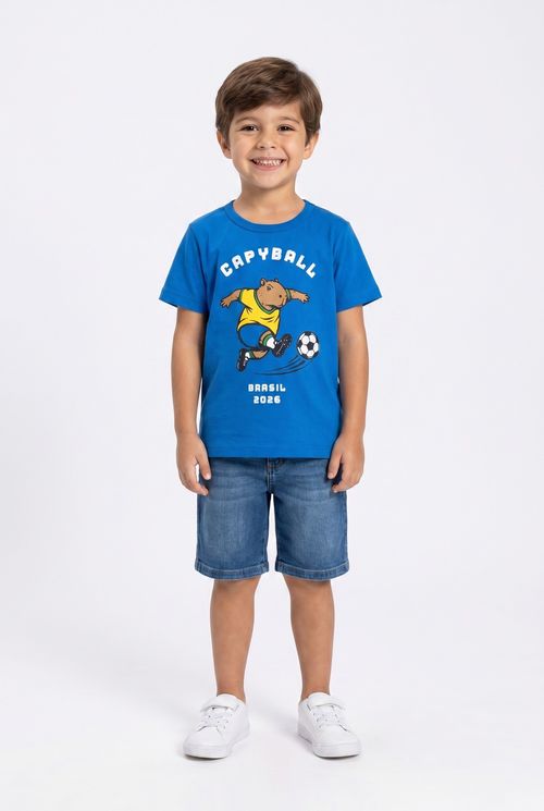 Blusa Infantil Menino Azul Capyball Futebol Brasil 2026
