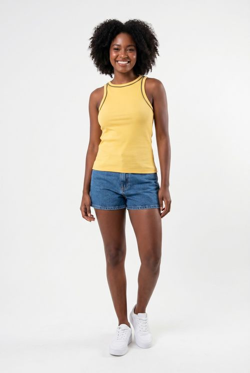 Regata Ribana Feminina Amarelo Vibrante