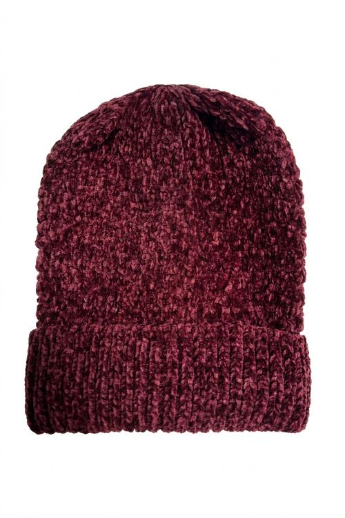 Gorro Feminino em Chenille Texturizado Vinho