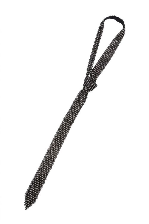 Gravata Feminina Slim Preta com Strass
