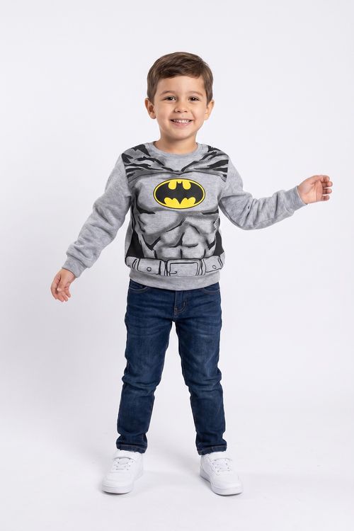 Top moletom mescla c batman4/8 nos037907 cinza claro mescla