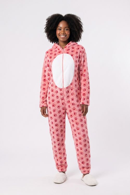 Ling noite ldq001 macacao urso jacquard rosa