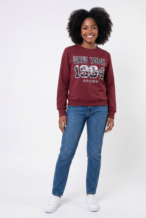 Top moletom fem frm020 ny 1994 gel vermelho escuro