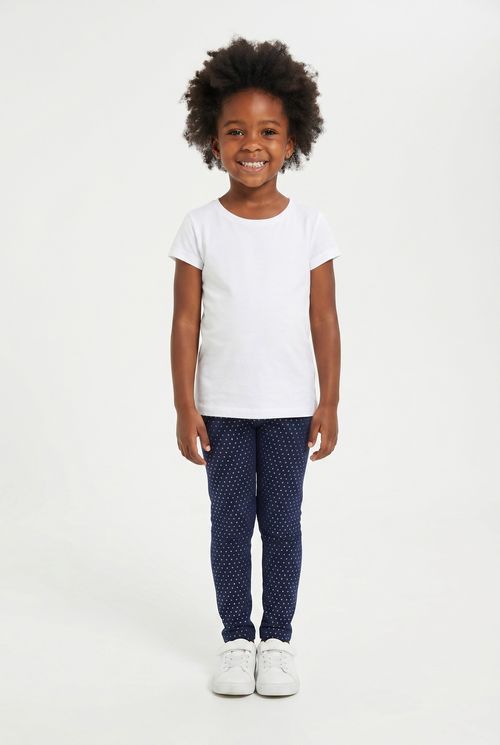Calça Legging Infantil Menina Azul Marinho Poá