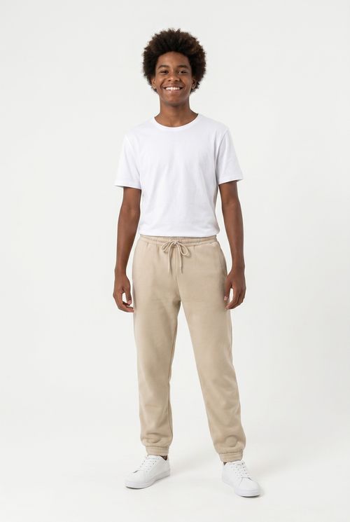 Calça Jogger Infantil Menino Bege Conforto Essencial