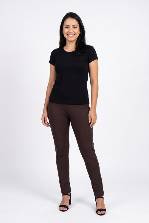 Legging Feminina Casual Marrom com Bolsos Laterais