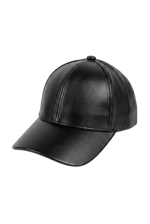 Boné Feminino Baseball Couro Sintético Preto
