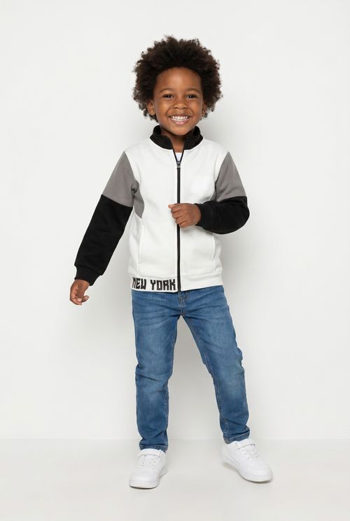 Jaqueta Infantil Menino Color Block New York Off White
