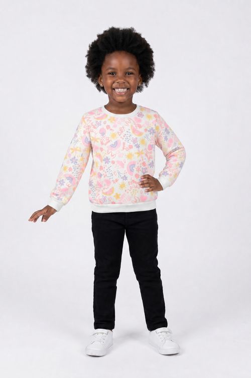 Moletom Infantil Menina Off White Estampado Divertido