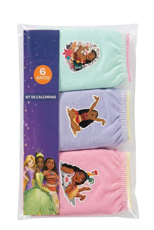 Kit 3 Calcinhas Infantil Menina 6 Anos Estampa Moana