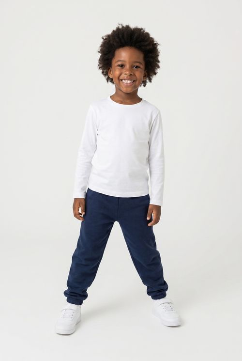 Calça Jogger Infantil Menino Moletom Azul Escuro