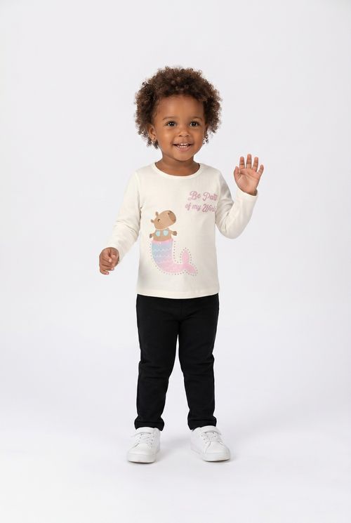 Jaqueta Infantil Menina Off White Capivara Sereia