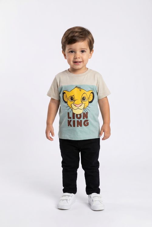 Camiseta Infantil Menino Bege e Verde Rei Leão