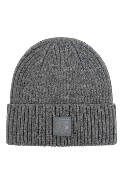 Gorro Masculino Canelado com Patch Cinza Mescla
