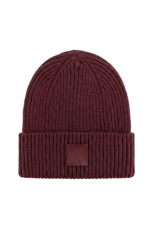 Gorro Masculino Canelado Vinho com Patch Street