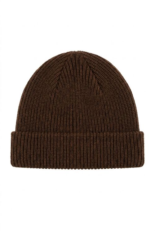 Gorro Masculino de Tricô Canelado Marrom Escuro